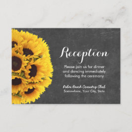 Landelijke zonnebloemen krijtbord huwelijksrecepti informatiekaartje