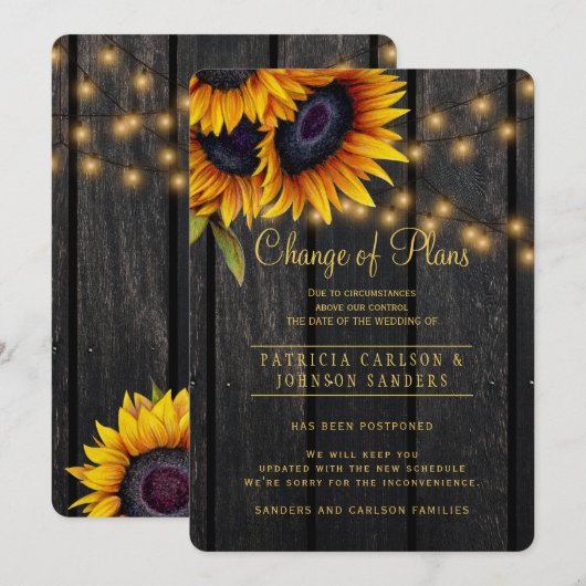 Landelijke zonnebloemen mededeling over planwijzig kaart (Voorkant / Achterkant)