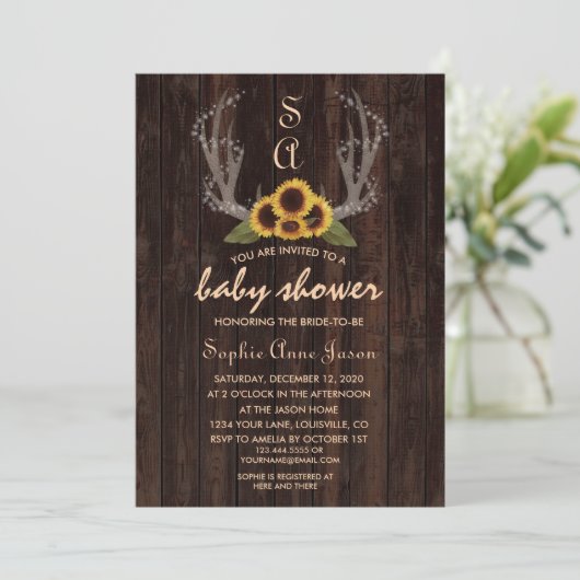 Landelijke Zonnebloemen met Geweien Baby Shower Kaart (Staand voorkant)