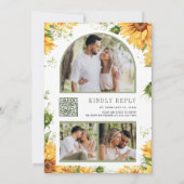 Landelijke zonnebloemen meten pot QR-code bruiloft Kaart (Achterkant)