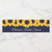 Landelijke zonnebloemen Navy Blue Bruidsmeisjesfee Waterfles Etiket (Enkel label)