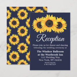 Landelijke zonnebloemen op de blauwe kaart voor we