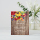 Landelijke zonnebloemen rode rozen houten trouwkaa feestdagenkaart (Staand voorkant)