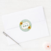 Landelijke zonnebloemen Salie Groen Geruit BBQ Bab Ronde Sticker (Envelop)
