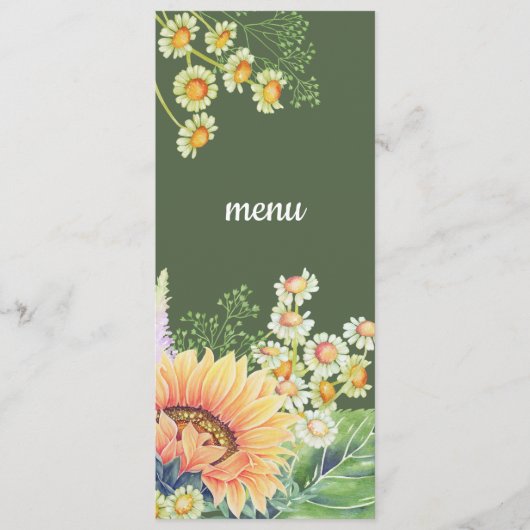 Landelijke Zonnebloemen Veldbloemen Trouw Menu Kaa (Voorkant)