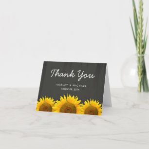 Landelijke Zonnebloemen Zwart Wit Krijtbord Bedank Bedankkaart