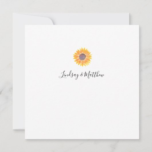 Landelijke zonnebloempirisbruiloft kaart (Achterkant)