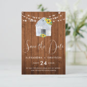 Landelijke Zonnekraam Schuur Lichtslinger  Save The Date (Staand voorkant)