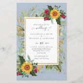 Landelijke zonnestralen burgundyrozen bruiloft (Voorkant)