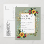 Landelijke zonnestralen burgundyrozen bruiloft briefkaart (Voorkant / Achterkant)