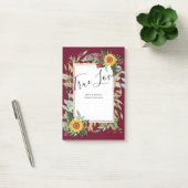 Landelijke zonnestralen burgundyrozen bruiloft post-it® notes (Kantoor)