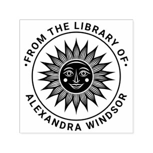 Landelijke zonnestralen met gezicht #2 bibliotheek  zelfinktende stempel
