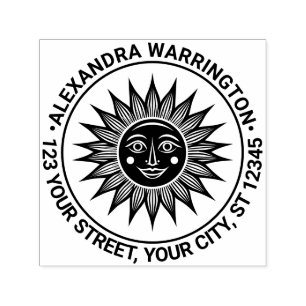 Landelijke zonnestralen met gezicht #2 naam retour  zelfinktende stempel