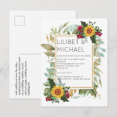 Landelijke zonnestromen bordeauxrozen bruiloft briefkaart (Voorkant / Achterkant)