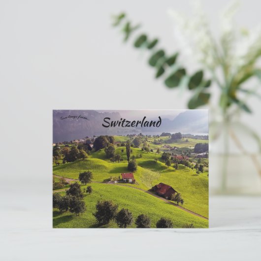 Landelijke zonsondergang in Luzern Zwitserland Briefkaart (Staand voorkant)