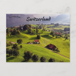 Landelijke zonsondergang in Luzern Zwitserland Briefkaart
