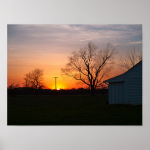 Landelijke zonsondergang  poster
