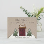 Landelijke zoutboxhuis kerstkaart (Staand voorkant)