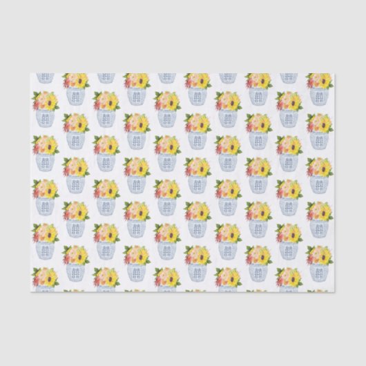 Landelijke zuidelijke herfst bloemen blauw en witt tissuepapier (Voorkant)