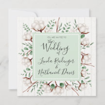 Landelijke Zuidelijke Katoen & Houten Trouw Uitnod