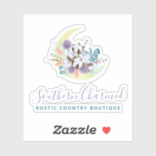 Landelijke Zuidelijke Katoenen Bloem Logo met Maan Sticker