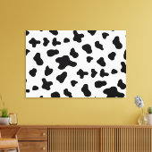 Landelijke zwart-wit koe canvas afdruk (Insitu (Woonkamer))