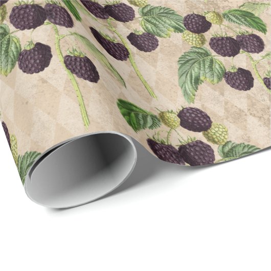 Landelijke Zwarte Bramen Cadeaupapier (Rol Hoek)
