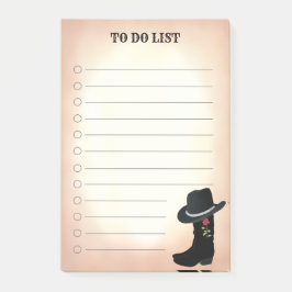 Landelijke zwarte laarzen en hoed takenlijst Post- Post-it® Notes