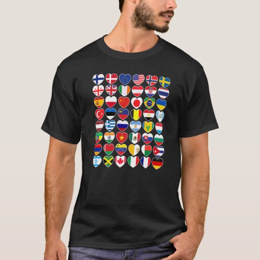 Landen die wereldwijd de vlag voeren t-shirt (Voorkant)