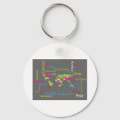Landen op een Wereldkaart Sleutelhanger (Voorkant)