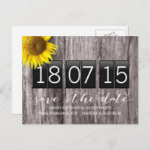 Landenachtergrond zonnebloempitten Opslaan datum Aankondigingskaart (Voorkant / Achterkant)
