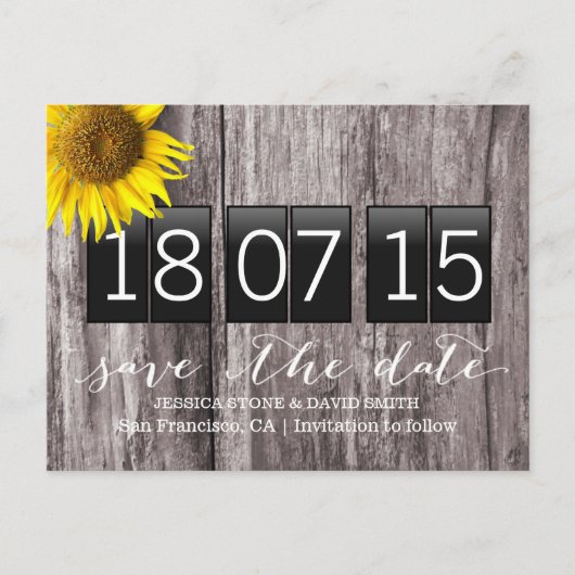 Landenachtergrond zonnebloempitten Opslaan datum Aankondigingskaart (Voorkant)