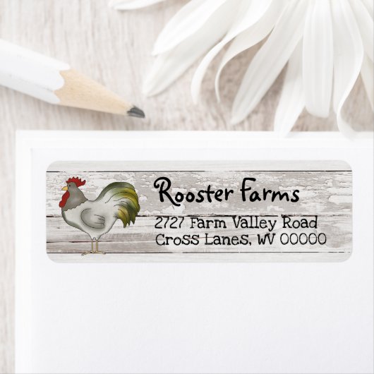 Landenadreslabel van boerderij met rooster etiket (Insitu)