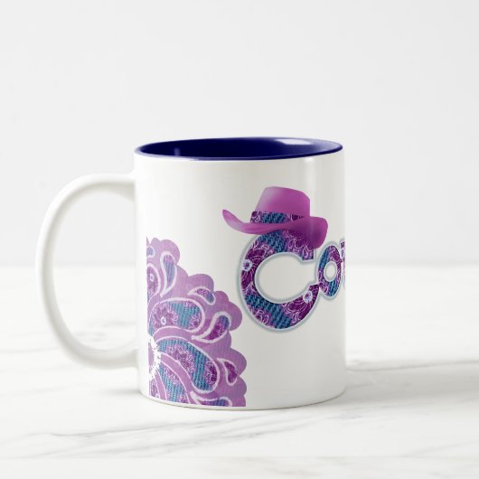 Landenbabe denim blauwe roze mok (Links)