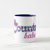 Landenbabe denim blauwe roze mok (Center)