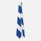 Landenblauw en Witte Broad University Stripe Stropdas (Voorkant)