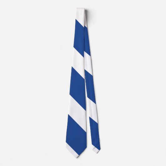 Landenblauw en Witte Broad University Stripe Stropdas (Voorkant)