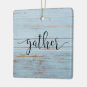 Landenblauw "Gather" Script Farmhouse Keramisch Ornament (Links)