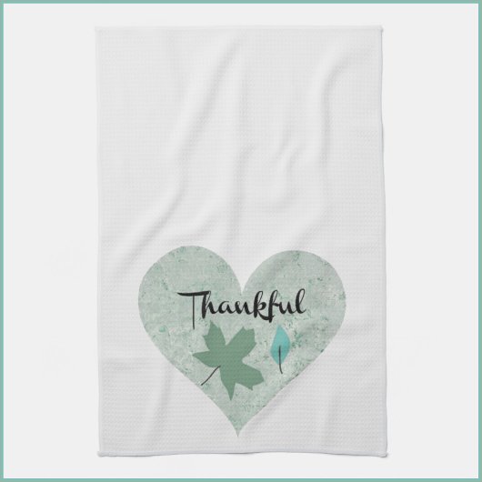 Landenblauw Thankful Heart Leaves Kitchen Towel Theedoek