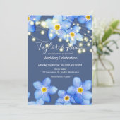 Landenblauw vergeet-me-nots bruiloft kaart (Staand voorkant)