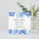 Landenblauw vergeet-me-nots bruiloft kaart (Staand voorkant)