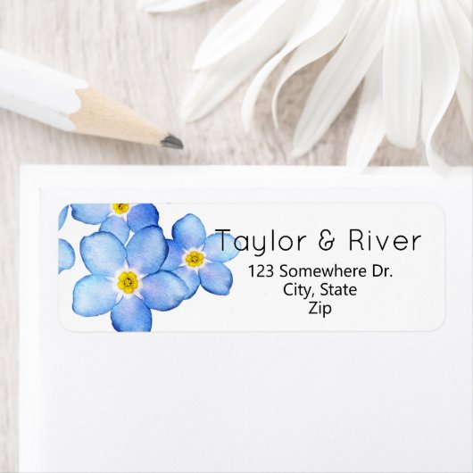 Landenblauw vergeet-me-nots etiket (Insitu)