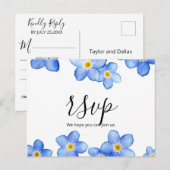 Landenblauw vergeet-me-nots RSVP Briefkaart (Voorkant / Achterkant)