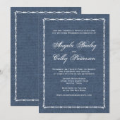 Landenblauwe denim en barbaarse draad kaart (Voorkant / Achterkant)