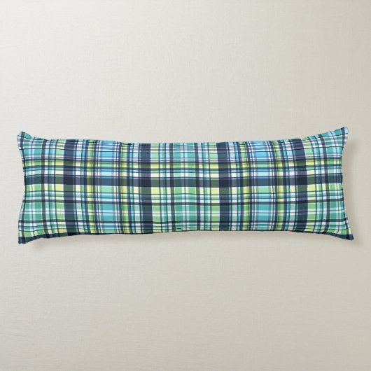 Landenblauwe groene platen lichaamskussen (Achterkant)