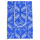 Landenblauwe paisleypratroonzak medium cadeauzakje (Achterkant)