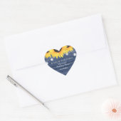 Landenblauwe zonnebloem op houtdag hart sticker (Envelop)