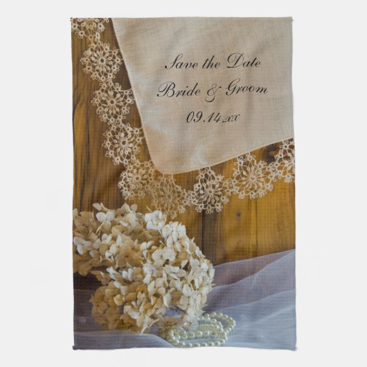 Landenbloem Barn Wedding Save the Date Theedoek (Verticaal)