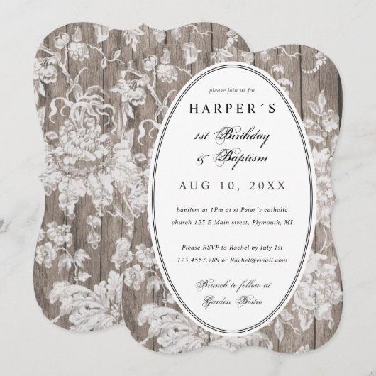 Landenbloem druk eerste verjaardag baptisme kaart (Voorkant / Achterkant)