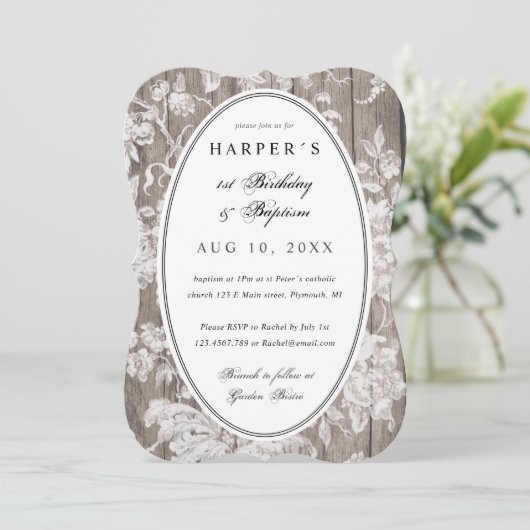 Landenbloem druk eerste verjaardag baptisme kaart (Staand voorkant)